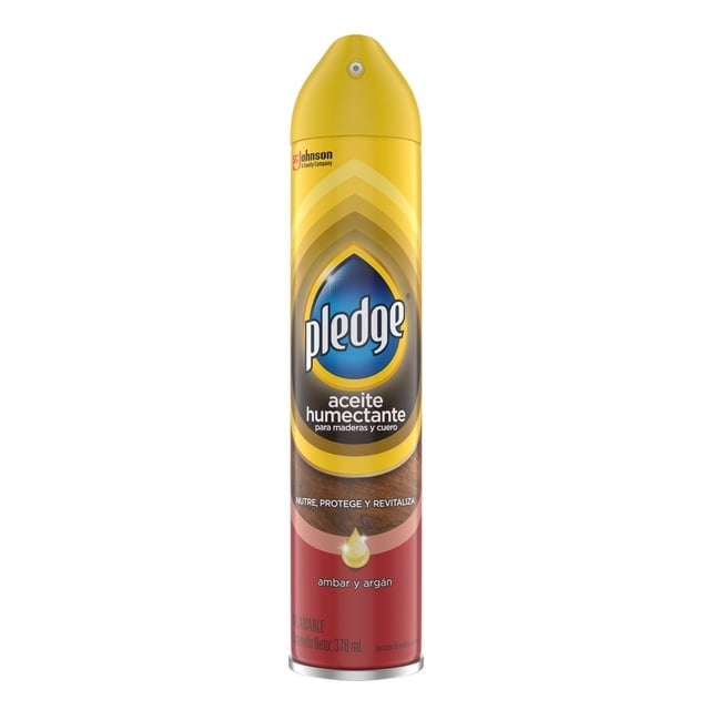 Lustrador Renovador de Muebles de Madera y Cuero en Aerosol Pledge Ambar y Argán 378 ml