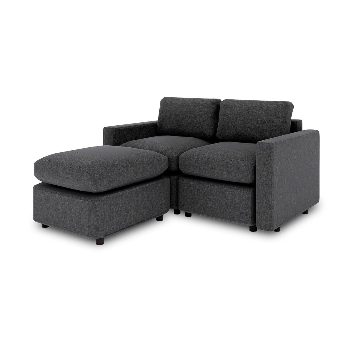 Sillón Loveseat Seccional Modular Adapti + Otomano | Gris Carbón
