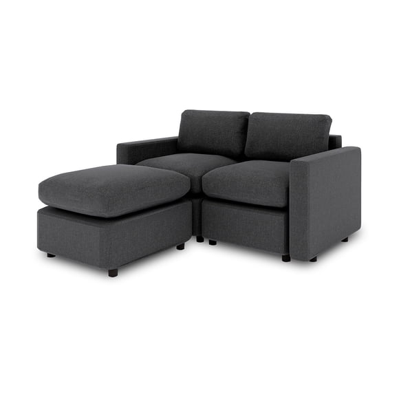 Sillón Loveseat Seccional Modular Adapti + Otomano | Gris Carbón