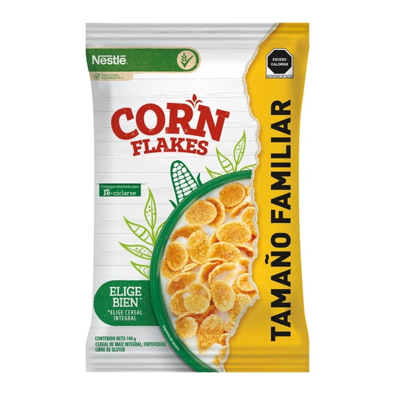 Cereal Integral de Hojuelas de Maíz Corn Flakes Sin Gluten bolsa 740 g