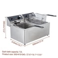 thumbnail image 4 of Freidora eléctrica comercial de 6/10/12 litros de doble tanque con cesta y tapa, freidora de acero inoxidable de sobremesa para papas fritas y aros de cebolla, 4 of 6