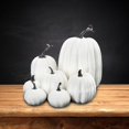 thumbnail image 3 of Advancent 7x Artificial Pumpkins Bulk Faux Harvest For Wedding Fall Centerpiece Kits de decoración para fiestas Blanco, 3 of 6