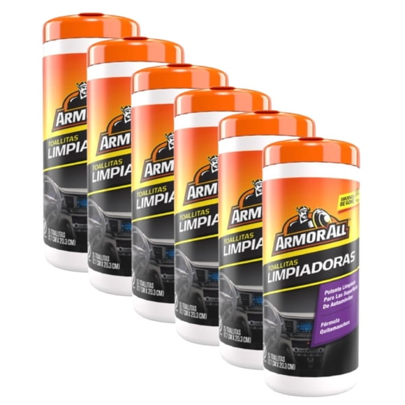 Kit 6 Paquetes Toallas Limpiadoras Multipropósito ArmorAll 25 Toallas