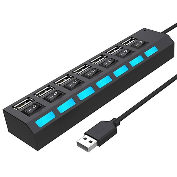 Concentrador USB NexusPortUSB Negro 7 Puertos USB 2.0 Windows Mac Linux