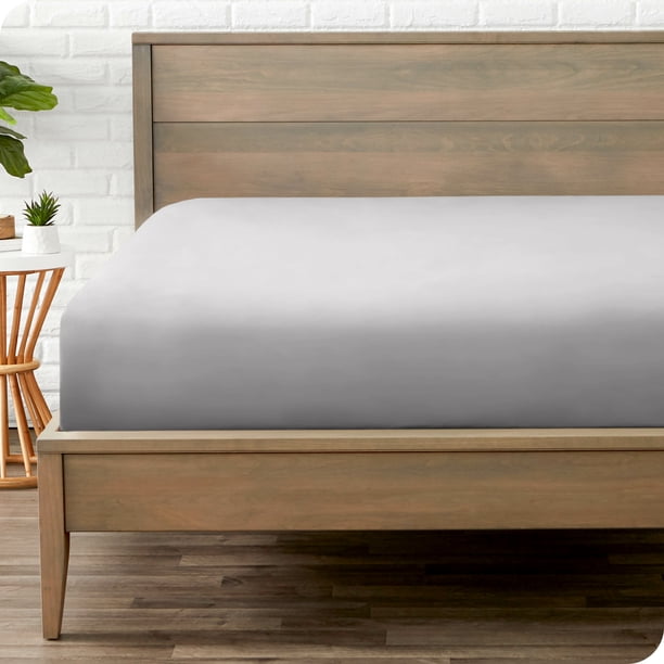Sábana Ajustable de Lujo Bare Home Colección 1800 Ultra Suave Bolsillo Profundo Tamaño Twin Gris Claro