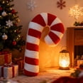 thumbnail image 1 of Cojín navideño con forma de bastón de caramelo | Cojín decorativo rojo y blanco con forma de menta | Cojín decorativo de felpa suave para sala de estar, dormitorio y oficina, 1 of 5