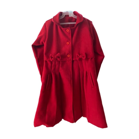 abrigo de niña, Maga boutique,talla12, color rojo, una pieza, con boina, forro completo, detalle de moños,