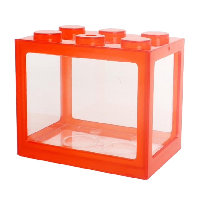 Mini acuario de 2 piezas, acuario de escritorio con micropaisaje, kit de acuario, bloques de construcción apilables, acuario superpuesto rojo