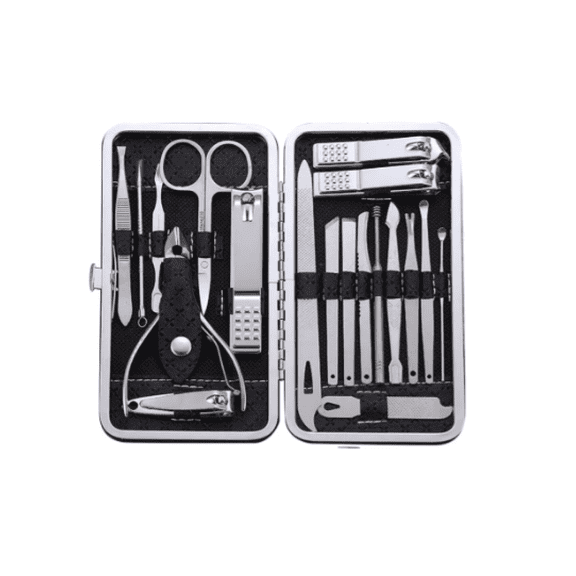 19 pzs Set Manicura Y Pedicura Et Manicura Aceros Inoxidables Malubero Plata
