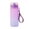 thumbnail image 2 of Botella de agua deportiva de gran gradiente 600ml/800ml | Plástico de PC a prueba de fugas | Tapa abatible de un botón, correa de transporte | Vaso portátil recto para hombres y mujeres | Blanco, 2 of 6