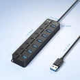 thumbnail image 5 of 7 Puertos USB Hub Splitter Multi Hub USB 3.0 Adapter USB Varios Puertos Adaptador de Corriente con Interruptores y Luces, 5 of 5