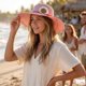 thumbnail image 3 of Sombrero de Playa de Ala Ancha para Mujer Margarita 42 cm rosa Unitalla, 3 of 6
