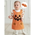thumbnail image 3 of Conjunto de 3 piezas para bebé niña: pelele de manga larga con volantes de calabaza y diadema, ideal para Halloween., 3 of 9