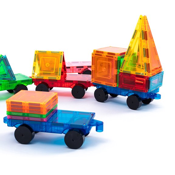 Juego de ruedas de camión de coche magnético, bloques magnéticos, azulejos magnéticos, Juguetes de bloques de construcción para niños y niñas