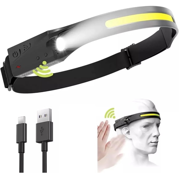 Lámpara De Cabeza Led Cob Recargable Con Sensor Luz Blanca