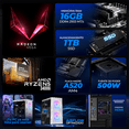thumbnail image 3 of Computadora Escritorio Completa Xtreme PC Gaming AMD Radeon Vega 11 Ryzen 5 3400G 16GB SSD 1TB Monitor 23.8 75Hz WIFI White gaming ligero, oficina, estudio y hogar, 3 of 6