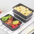 thumbnail image 4 of Fiambrera de plástico desechable con tapa | Recipiente rectangular para comida para llevar | Caja hermética a prueba de fugas para preparar comidas, 4 of 8