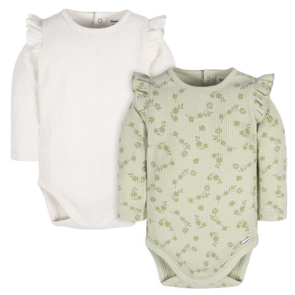 Gerber Pañalero Manga Larga Pack 2 Piezas Body Verde Blanco Ropa Bebé