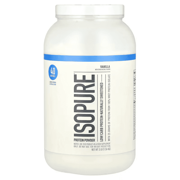 ISOPURE POWDER LOW CARB NATURAL VAINILLA 40 SERV. 3 LBS