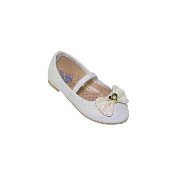 FLAT BALERINA VESTIR CASUAL LEON MUJER DAMA NIÑA GLITTER BLANCO 1203