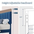 thumbnail image 4 of Yeshouse Estructura de cama matrimonial, plataforma tapizada en terciopelo con cabecero capitoné ajustable, no requiere somier, fácil montaje, azul marino, 4 of 9