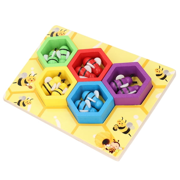 Juego de abeja de madera para bebé, juego cognitivo de colmena, Clip a juego, regalo educativo infantil