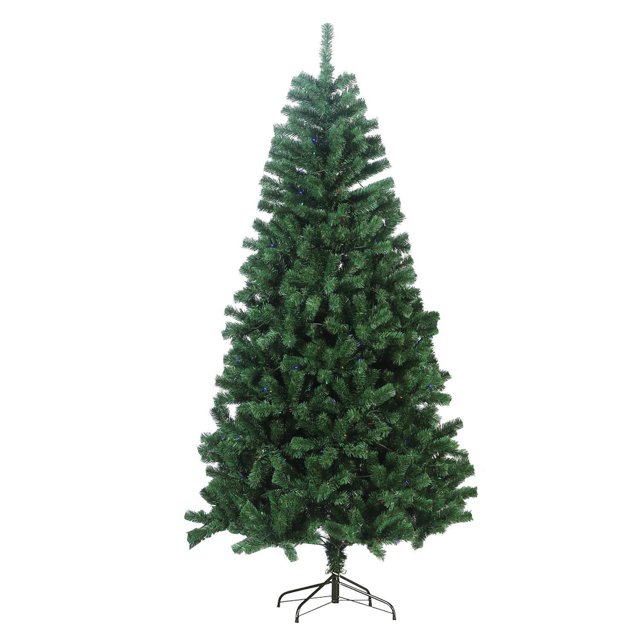 árbol de navidad 1.80 m 800 ramas frondoso y realista árbol artificial verde de 180 cm x 120 cm con 800 ramas y soporte metálico, vista frontal centrada con silueta cónica, ramas de PVC densas, desmontable y reutilizable; peso 4.5 kg, apto para sala, recibidor u oficina y frecuentemente usado para decorar comercios en temporada navideña.