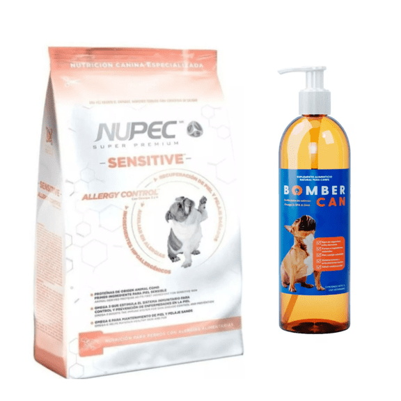 Combo Croquetas para perro Nupec Sensitive 15 kg con Bomber can aceite de salmon 1l