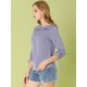 thumbnail image 4 of Blusa de lunares Allegra K para mujer de media manga con cuello con volantes Púrpura M, 4 of 6