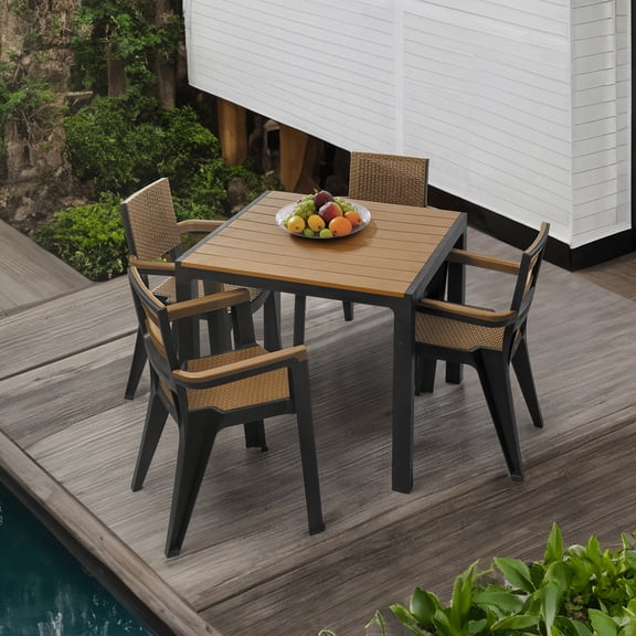 Comedor Exterior Jardin 4 Puestos Tabaco
