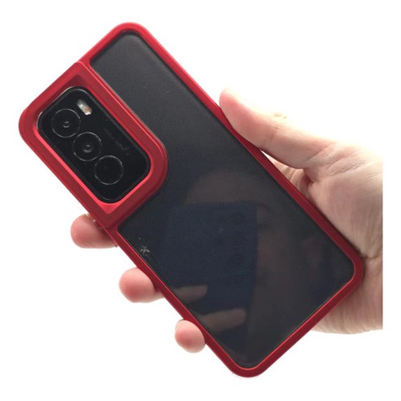 Funda Icon Case Prisma Colors para Oppo Reno 12 5G, Carcasa, Protector, Uso Rudo, Antigolpes, Resistente, Esquinas Reforzadas, Protección de Cámara - Rojo