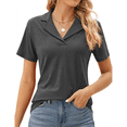 thumbnail image 1 of Camisas de Mujer con Cuello de Solapa, Cuello en V, Blusa de Corta, Blusa Informal Elegante. Gris S, 1 of 9