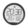 thumbnail image 3 of Reloj despertador digital Reloj de pared redondo 7,4 cm con temperatura 12 horas/24 horas Funciona con pilas multifuncional para sala de estar Negro, 3 of 8