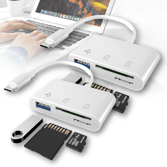 Kit Lectores de Tarjetas USB C 3 en 1 con USB 3.0/ Tarjetas SD/TF, Marthing USB-C a USB Cámara Lector de Tarjetas de Memoria Adaptador para iPad Pro MacBook Pro y Otros USB C Dispositivos