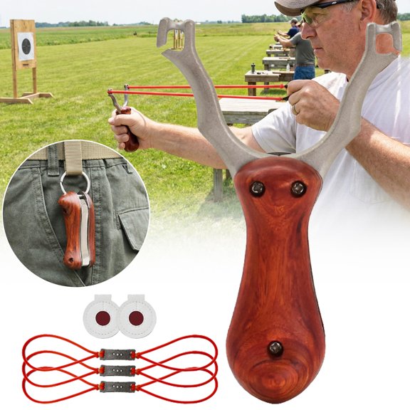 Clianle Tirachinas de Caza Plegables, Tirachina de Bolsillo Juguete de Catapulta de Acero Inoxidable para Adulto
