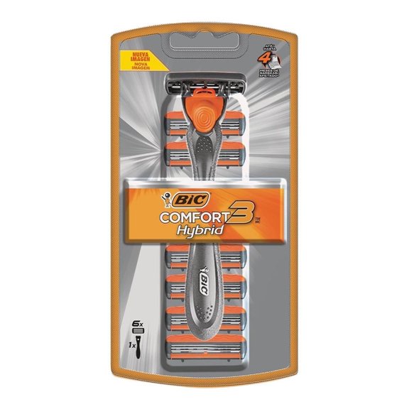 Rastrillo Bic Comfort 3 Hybrid 1 mango + 6 cartuchos