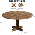 thumbnail image 2 of Yeshouse Mesa de comedor redonda de 47inch para 4 personas, estilo rústico, tapa de madera y base estable, gris, 2 of 7