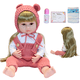 thumbnail image 1 of Muñeca Reborn Emma 55cm | Vinilo Suave Full Body | Overol rosa | Kit Completo, 1 of 4