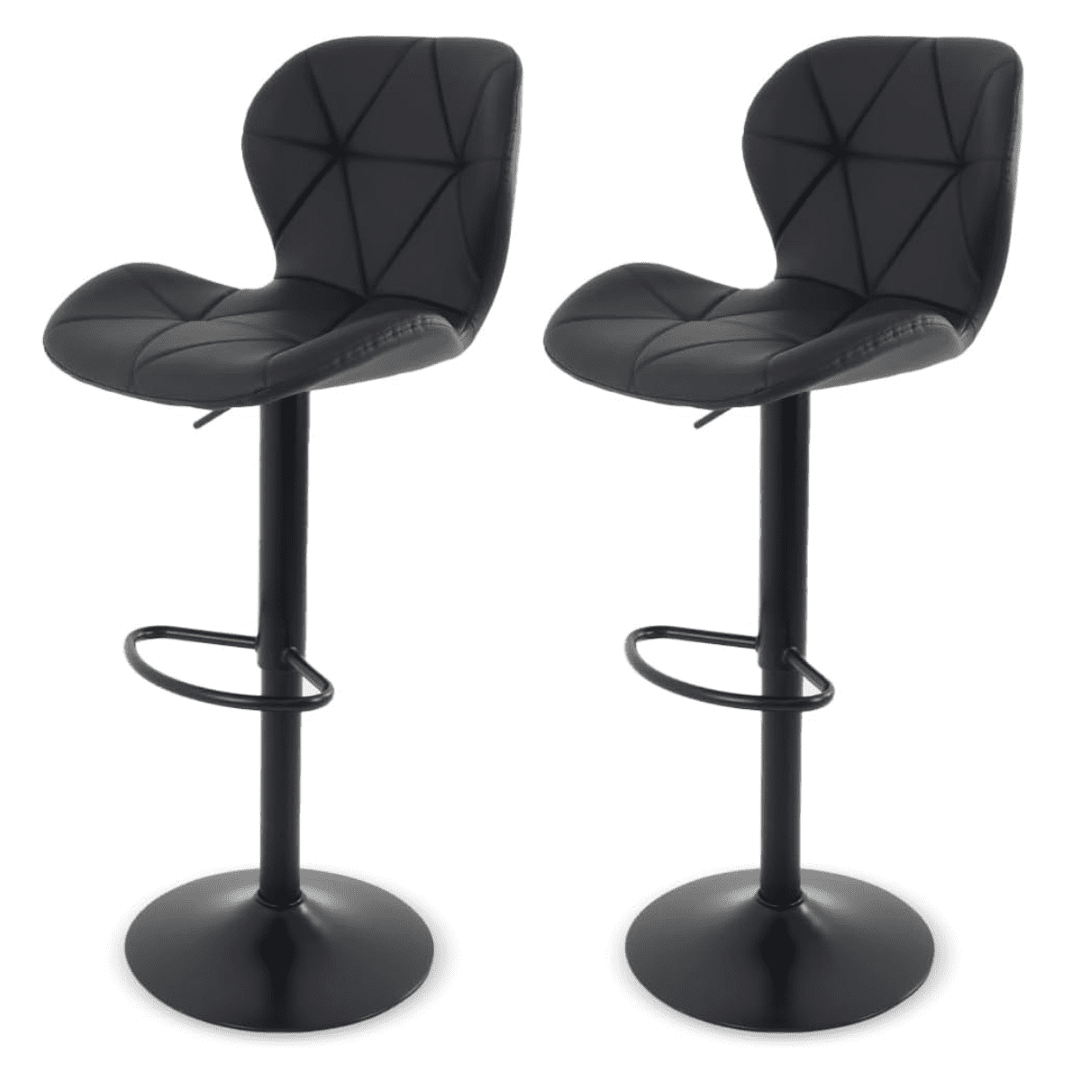 Sillas de Bar y Barra de Cocina de Acabado Moderno con Respaldo y Reposapies de Altura Ajustable - Bancos Giratorios para Bar con Asiento Acolchado Diseño Elegante Set 2 Sillas