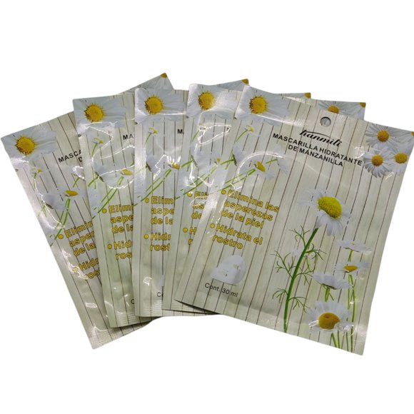 Paquete De 5 Piezas De Mascarilla Facial De Tela Hidratante De Manzanilla