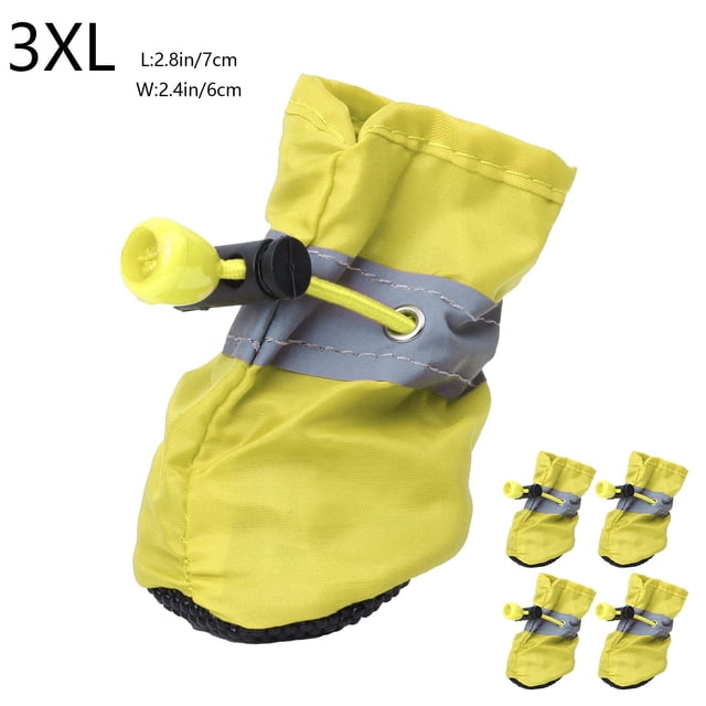 Botas Impermeables para Perros Pequeños - Zapatos Antideslizantes Reflectantes con Protección para Las Patas y Correas Ajustables, Paquete de 4 Botitas Amarillas para Mascotas