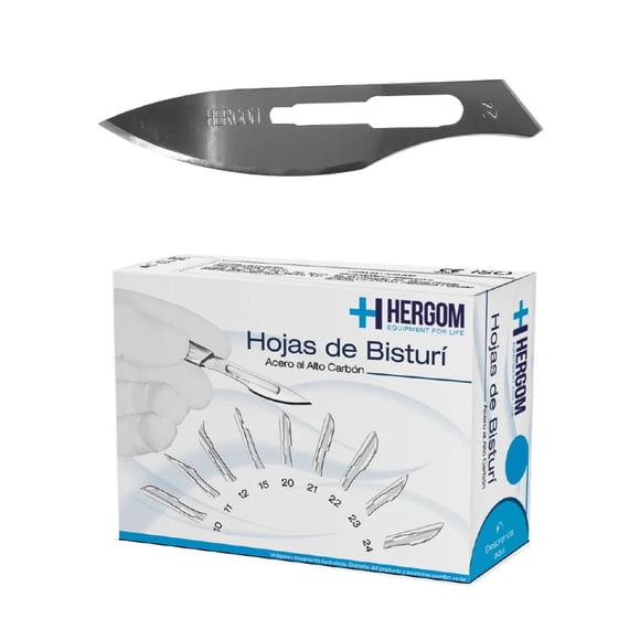 Hojas para Bisturí No. 24 Hergom Alto Carbón 100 Piezas