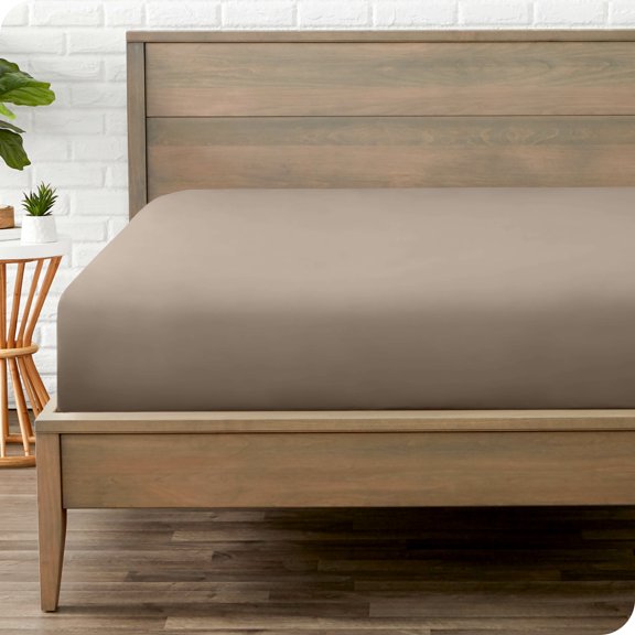 Sábana Ajustable de Lujo Bare Home Colección 1800 Ultra Suave Bolsillo Profundo Tamaño Twin-XL Color Topo