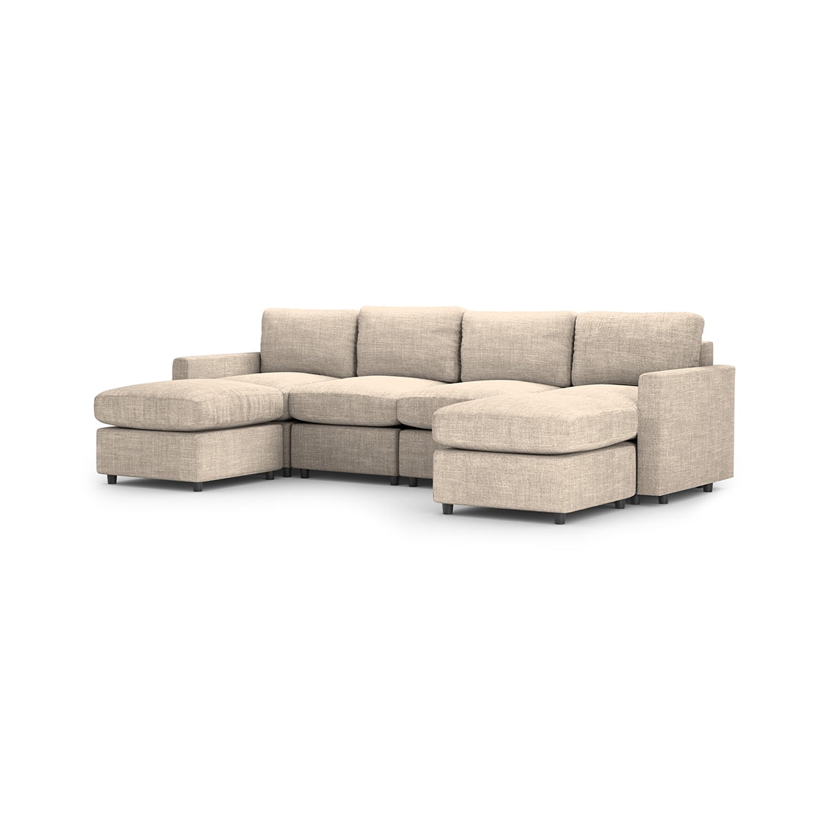 Sofá Seccional Modular Adapti 4 Plazas + Dos Otomanos | Beige Ostra