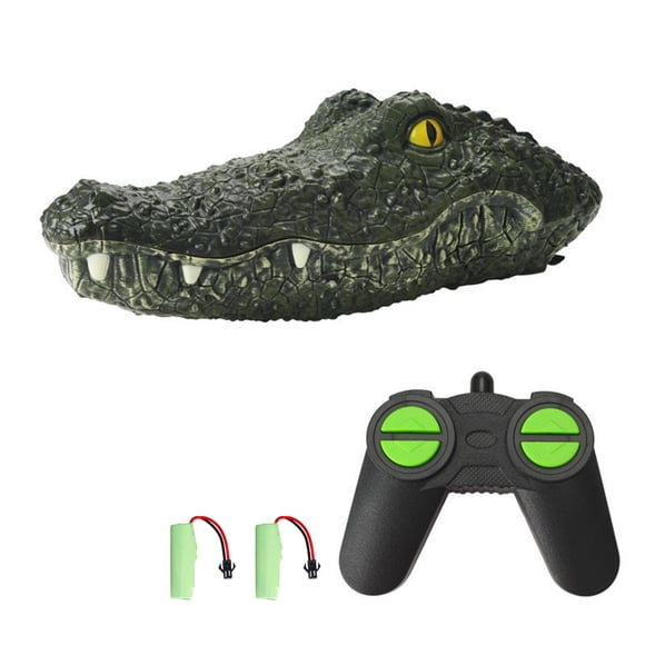 Barco teledirigido JJRC con forma de cocodrilo, lancha de carreras eléctrica para piscinas, control remoto 2.4G, 2 canales, juguete de broma, 2 baterías.