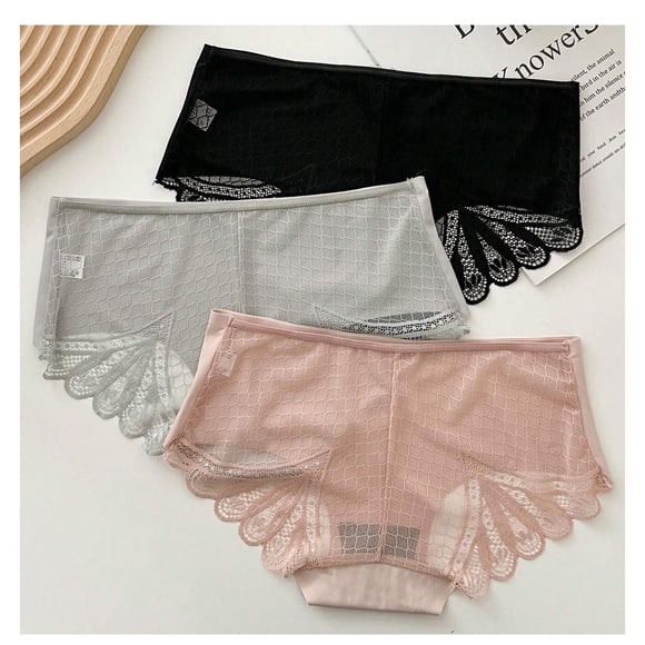 Kit de 3 Pantaletas De Encaje Mujer Sexi y Elegante Ropa Interior