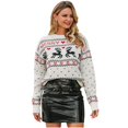thumbnail image 4 of Suéter navideño de otoño e invierno para mujer, jersey holgado de cuello redondo con estampado de jacquard cervatillo, 4 of 5