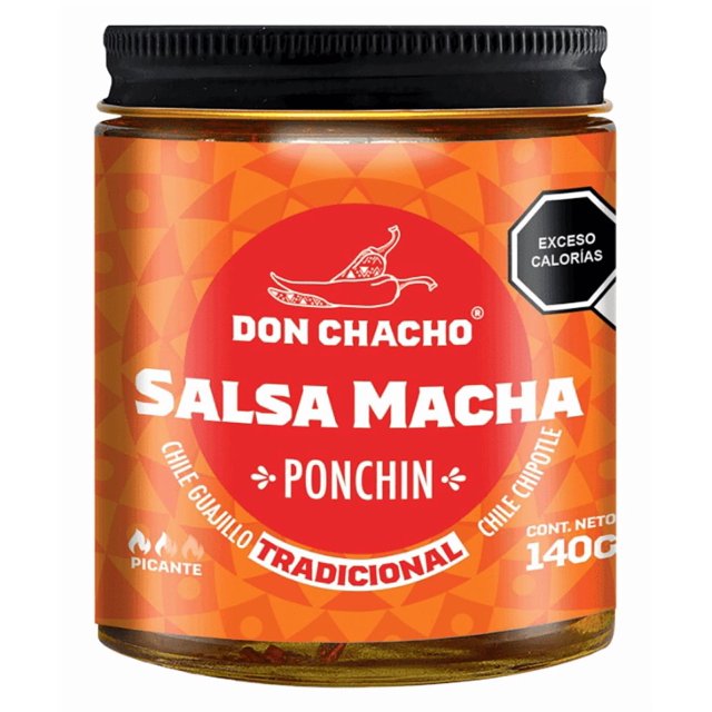 Salsa Macha Tradicional Ahumada Don Chacho con Chipotle y Guajillo Frasco de 140g | Aderezo Picante Mexicano Gourmet para Tacos, Carnes, Sushi | KETO, Vegana, Sin Gluten