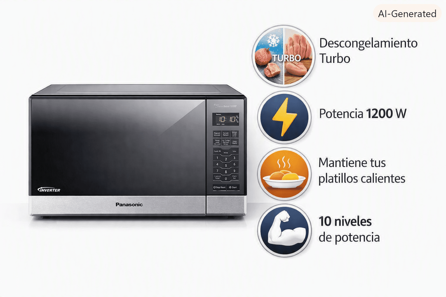 Horno De Microondas Panasonic 1400 W Acero inoxidable 7 programas
