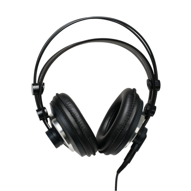 auriculares de estudio estéreo akg k 240 mk ii - auriculares supraaurales semiabiertos negros con diadema autoajustable doble, copas acolchadas alrededor de la oreja, armazón metálico visible y cable recto desmontable en vista frontal sobre fondo blanco; adecuados para monitoreo y mezcla en estudio y suelen usarse en grabaciones de instrumentos.